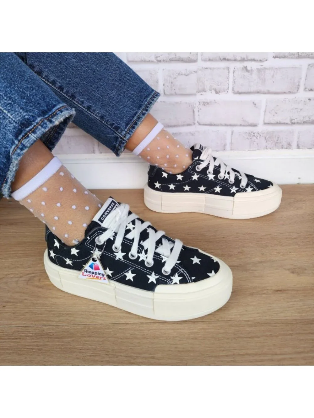 ⭐Converse Chuck Taylor Cruise Stars Platform 10 Womens Shoes Black Beige A15497C